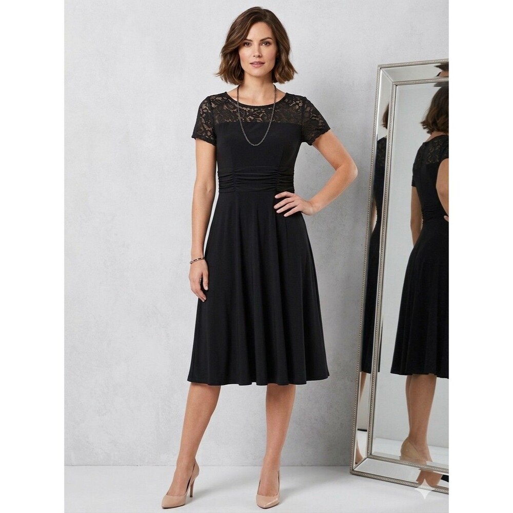 Perceptions Petite Black Lace Dress